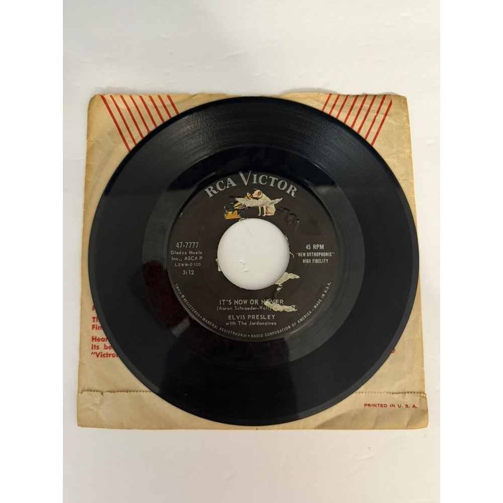 Elvis Presley It's Now Or Never A Mess Of Blues 45 RPM RCA Victor 47-7777 Vinyl